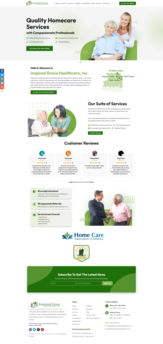 Inspired Grace Healthcare Website designed by EboPal Resources